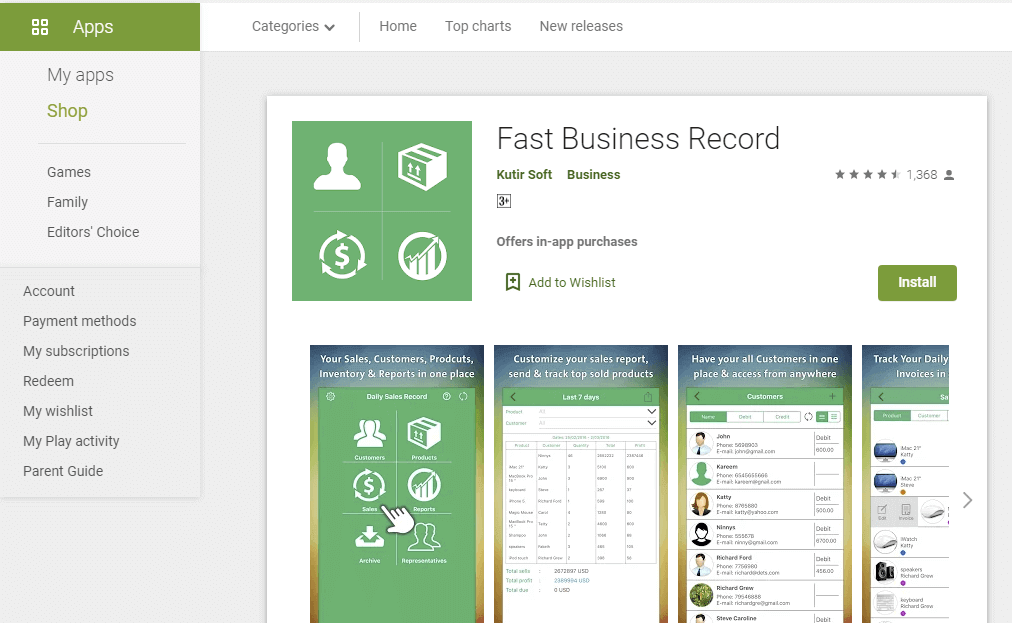 Mobile app interface